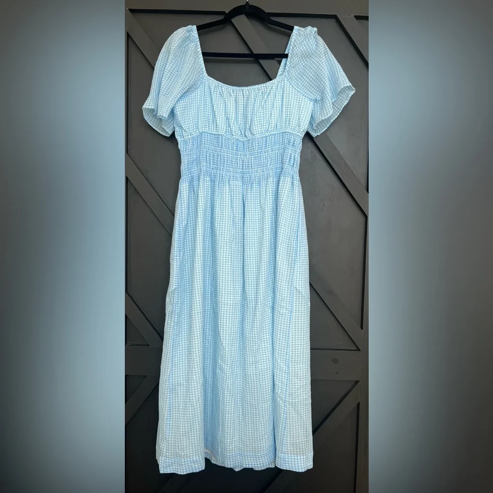 Ciao Lucia Light Blue Gingham Midi Dress - Picture 6 of 10